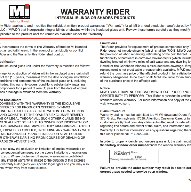 MI Warranty Rider