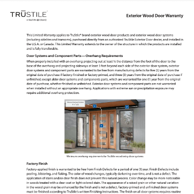 The Trustile Exterior Doors Warranty from Big L Windows and Doors