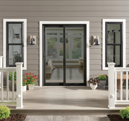 black trim patio door exterior