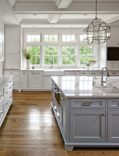 marvin ultimate double-hung insert windows in white modern kitchen