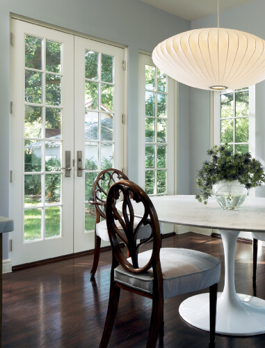 Marvin Ultimate Swinging French Door White Interior Dining Room